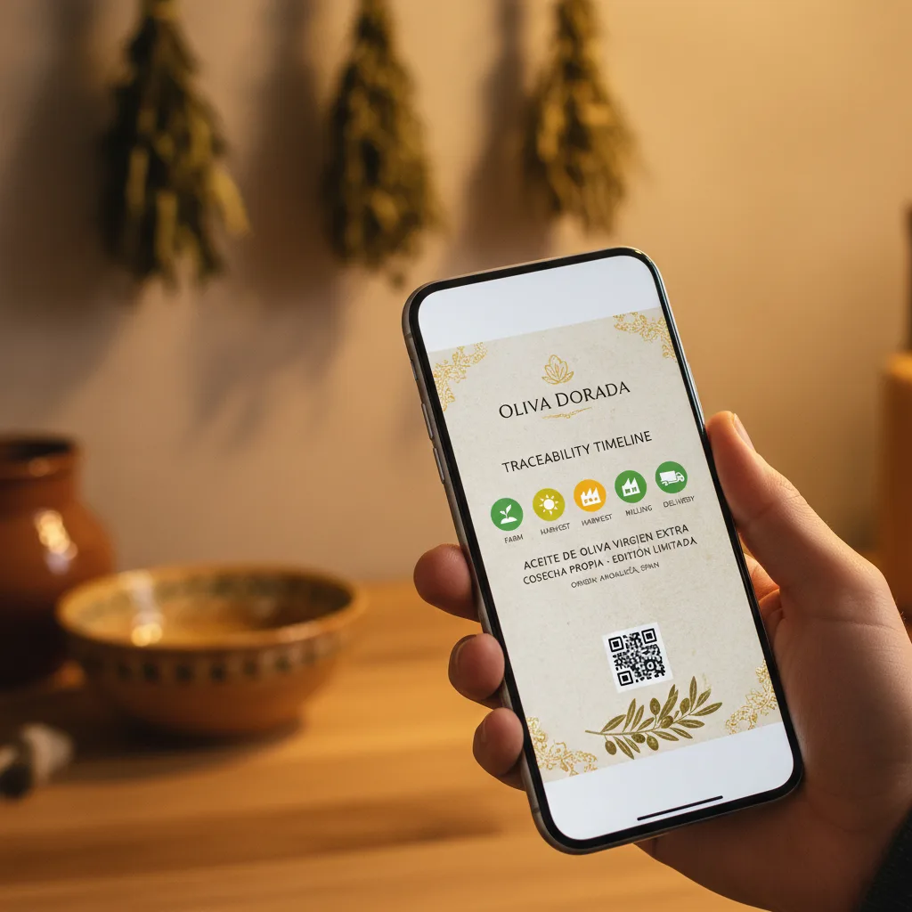 Escaneando QR en botella de aceite